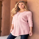 Plus Size Lace Yoke Pullover Sweater image number null