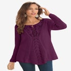 Plus Size Lace Yoke Pullover Sweater image number null