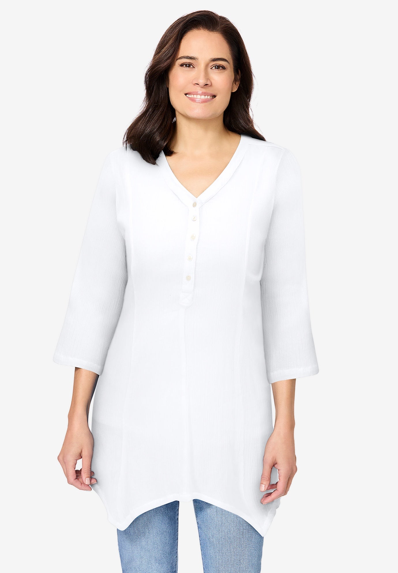 Handkerchief Hem Henley Tunic image number 0