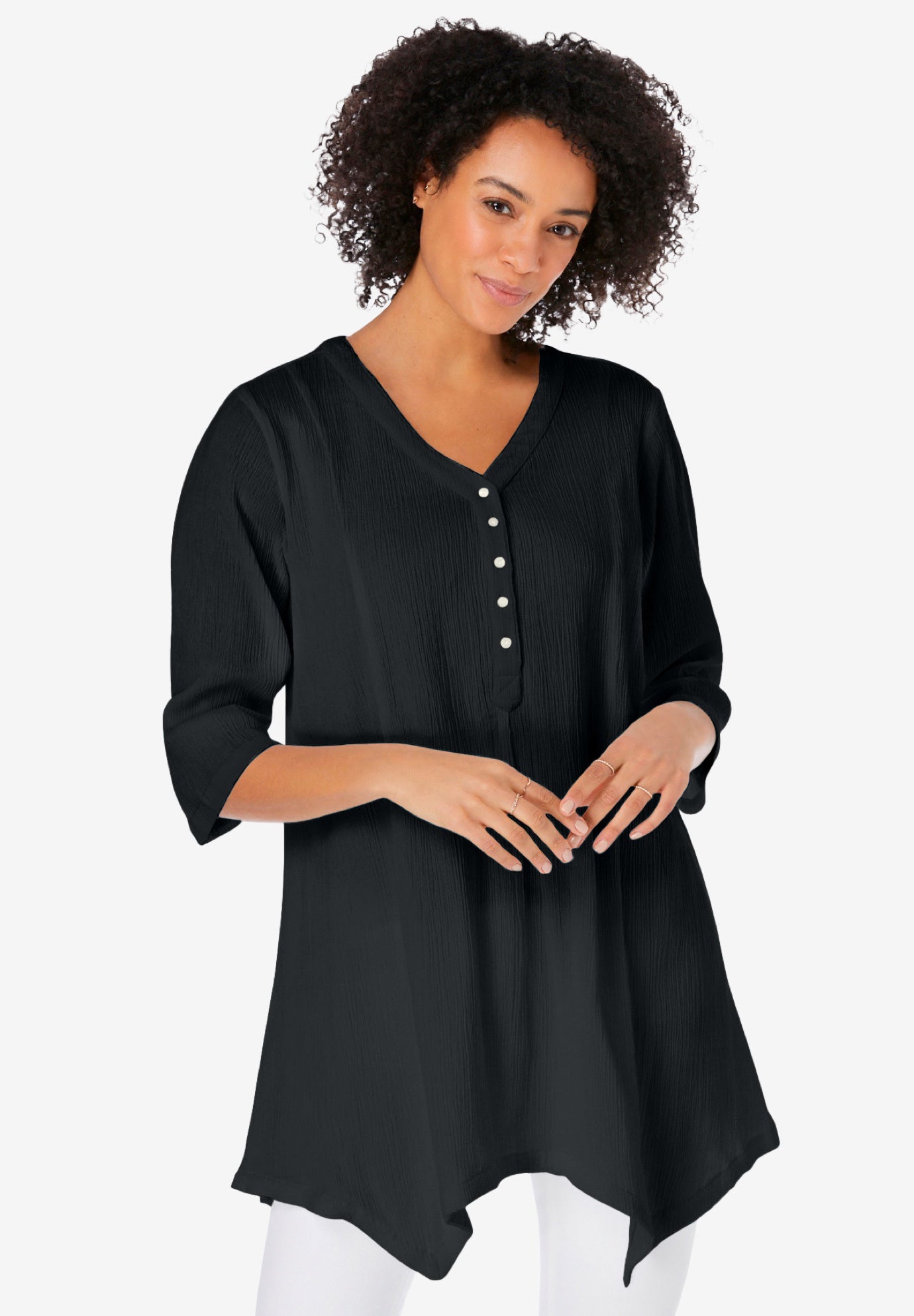 Handkerchief Hem Henley Tunic image number 0