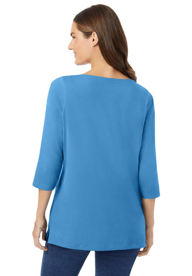 Perfect Three-Quarter Sleeve Boatneck Tee image number 1