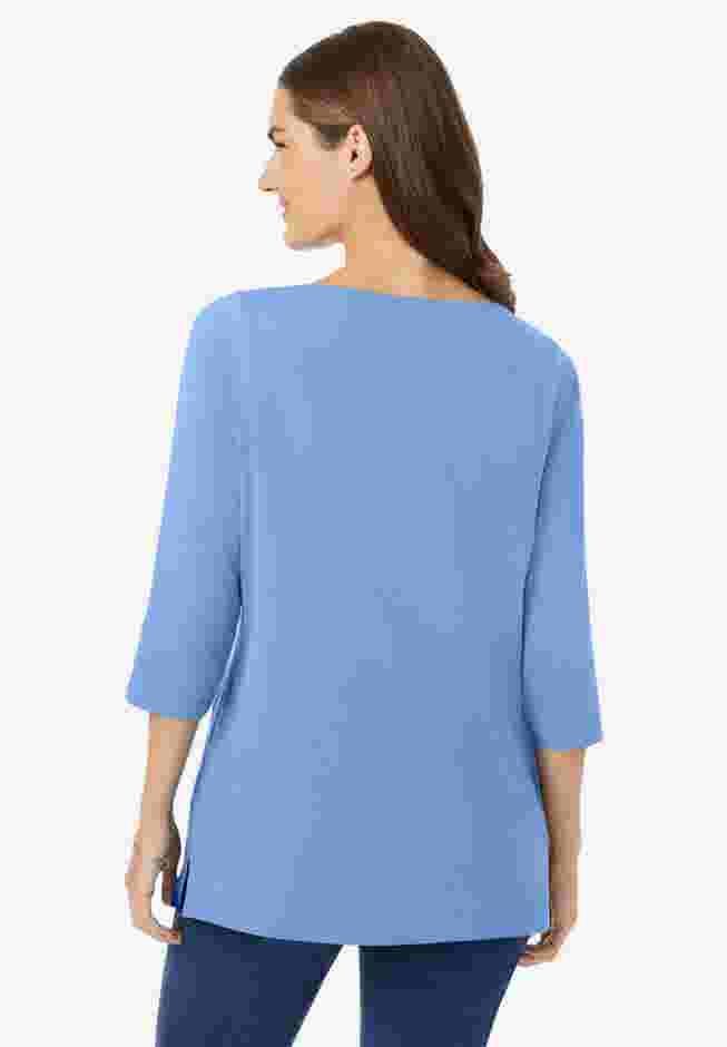 Perfect Three-Quarter Sleeve Boatneck Tee image number 1