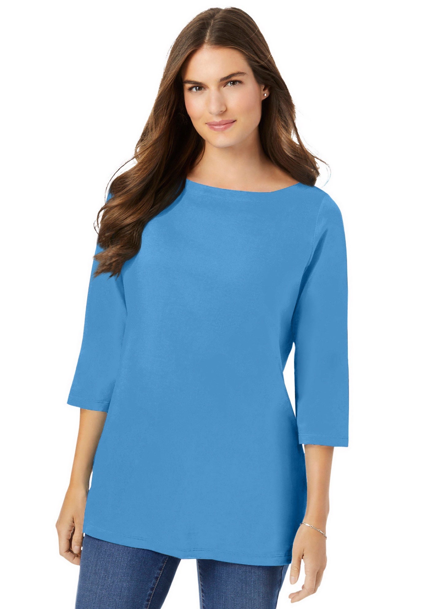 Perfect Three-Quarter Sleeve Boatneck Tee image number 0