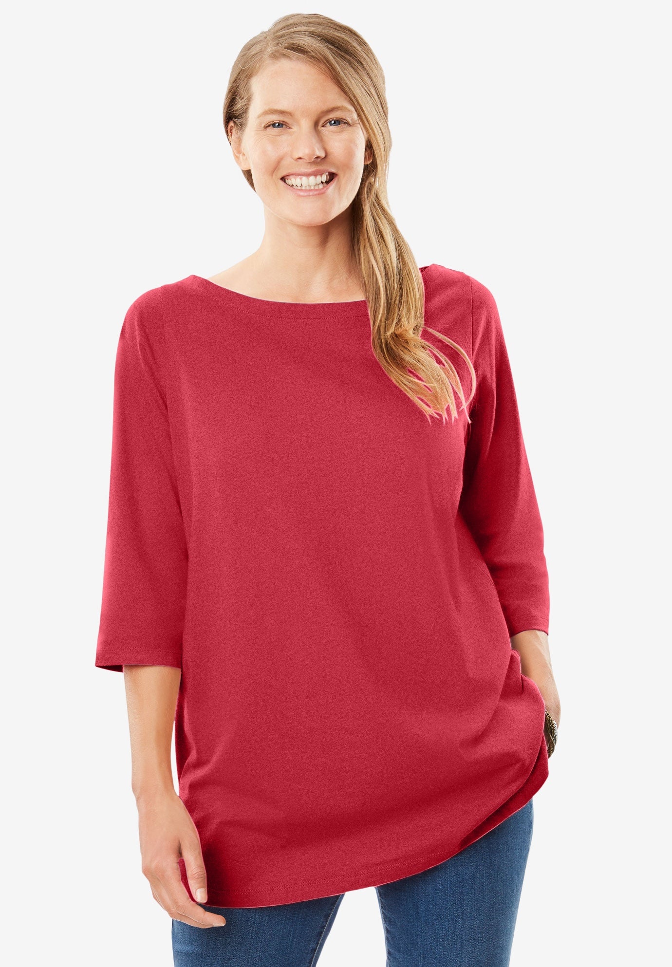 Perfect Three-Quarter Sleeve Boatneck Tee image number 0
