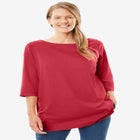 Perfect Three-Quarter Sleeve Boatneck Tee image number null