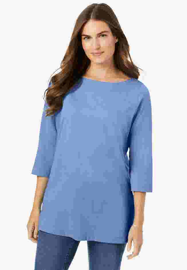 Perfect Three-Quarter Sleeve Boatneck Tee image number 0