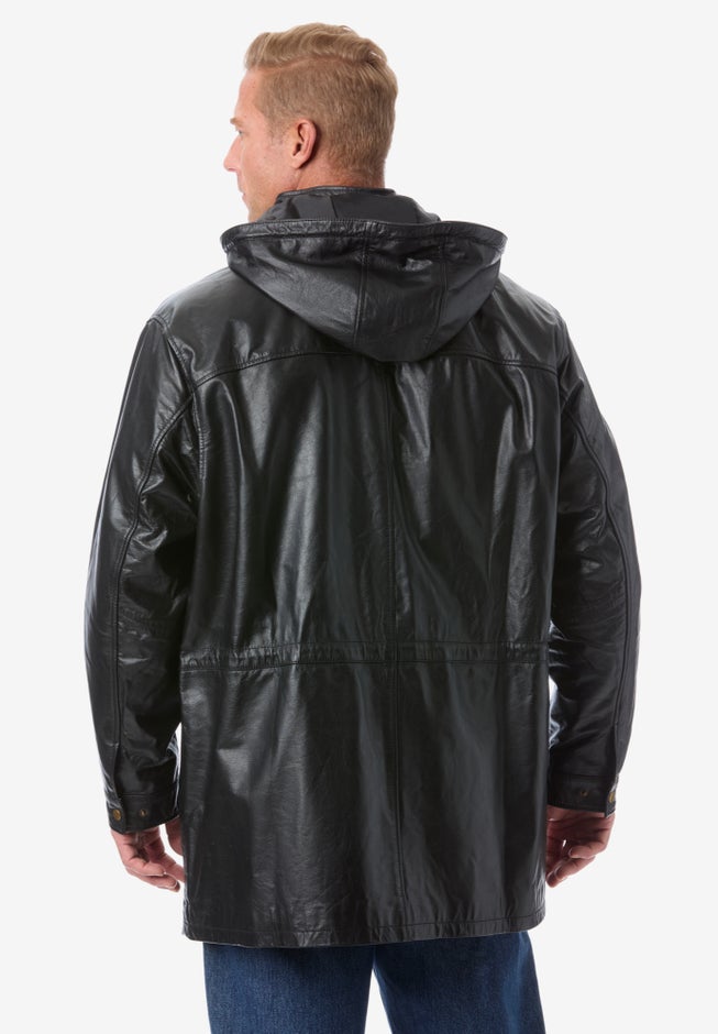 Hooded Leather Parka image number null