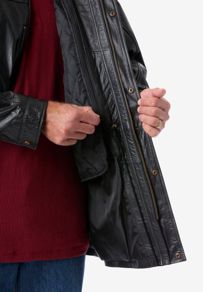 Hooded Leather Parka image number null
