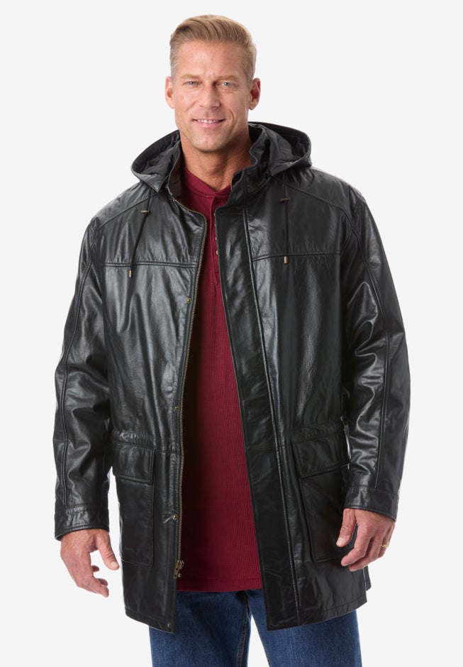 Hooded Leather Parka image number null