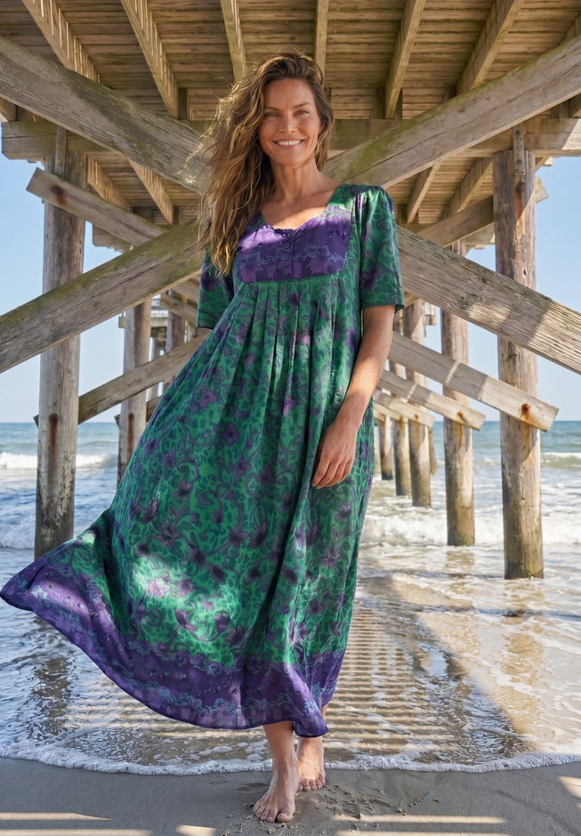 Bib-Front Short Sleeve Maxi Lounger image number 12