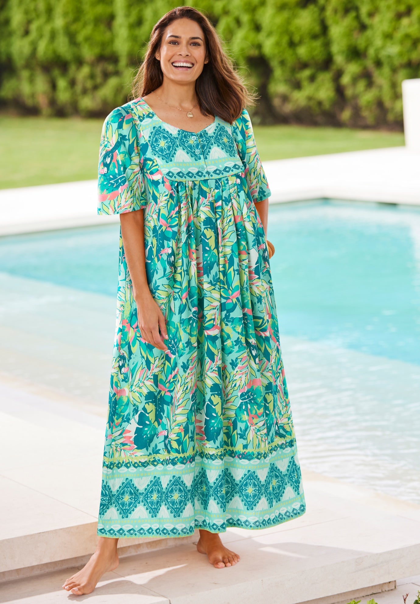 Bib-Front Short Sleeve Maxi Lounger image number 0