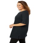 Perfect Roll-Tab-Sleeve Notch-Neck Tunic image number null