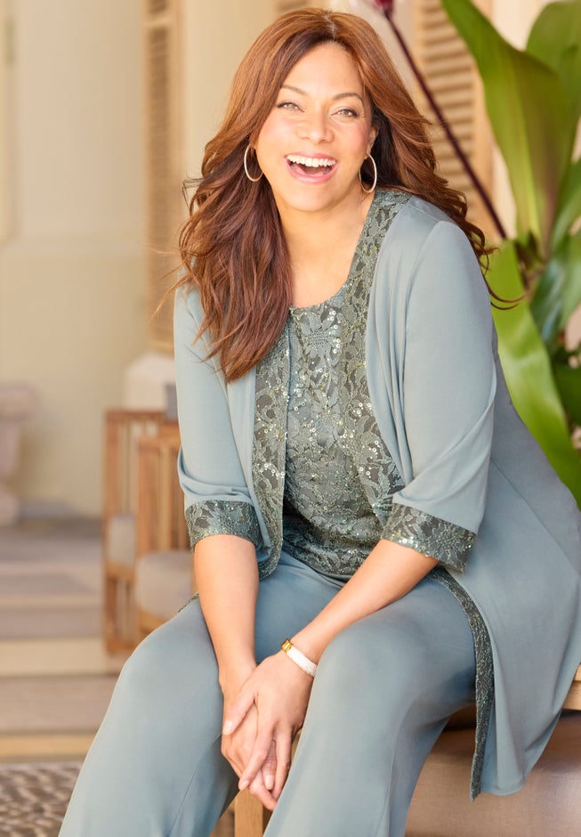 3-Piece Lace Gala Pant Suit image number 7