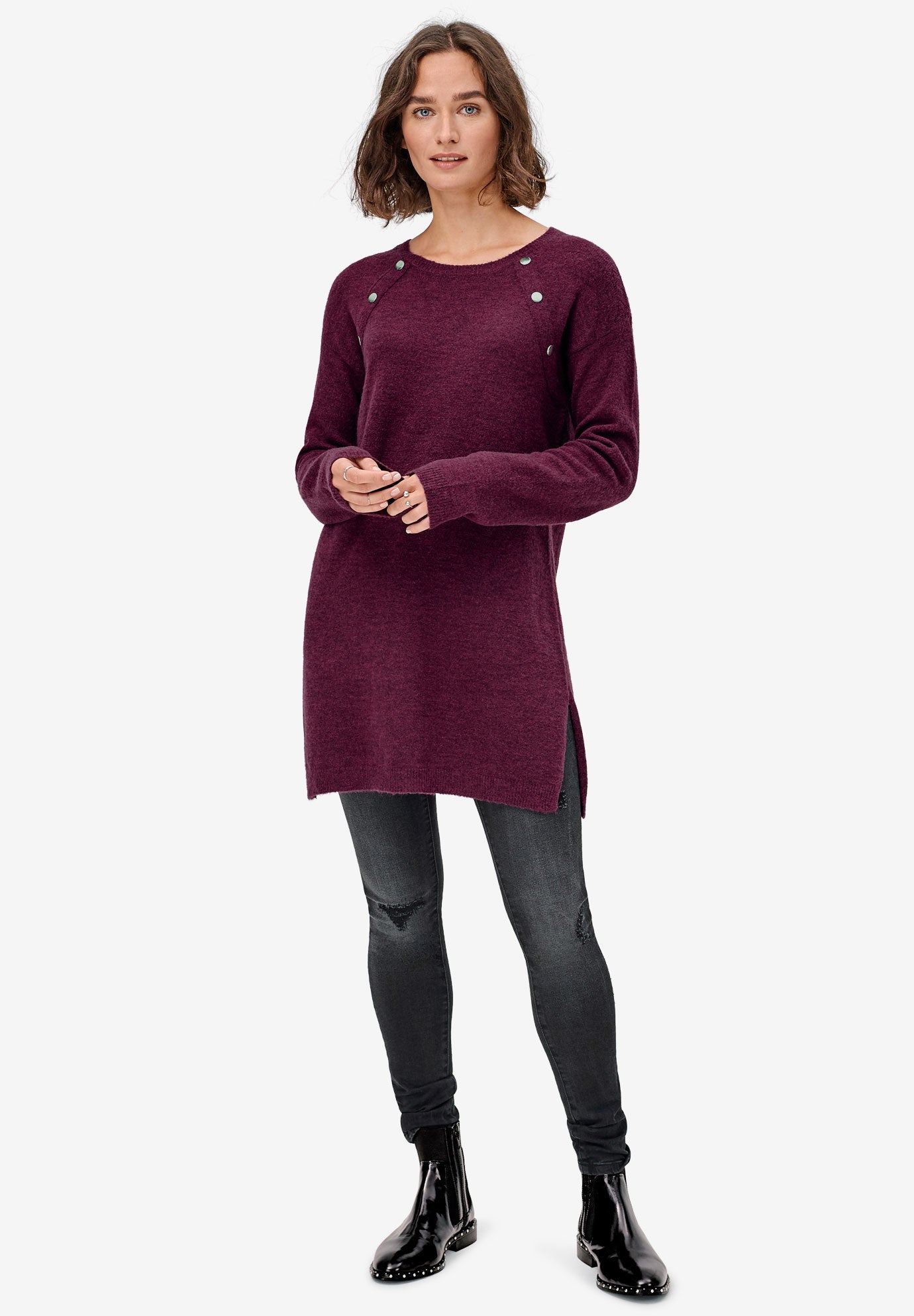 Button-Trim Sweater Tunic image number 2
