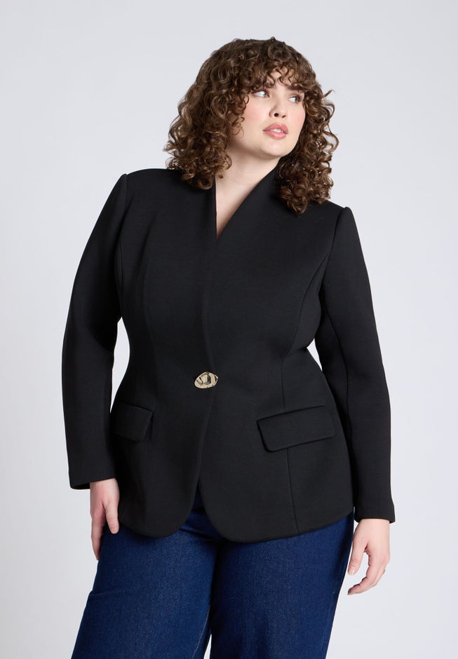 Hourglass Blazer With Gold Button image number null