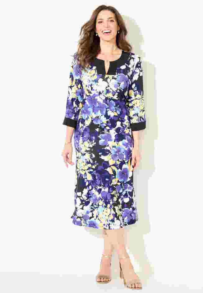 Contrast Border Notch Shift Dress image number 0