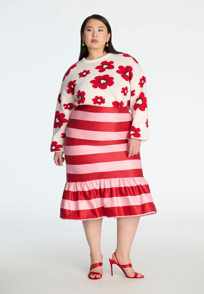ELOQUII x kate spade new york Stripe Trumpet Skirt image number null