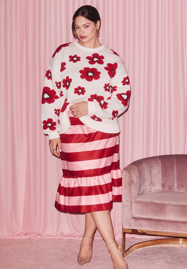 ELOQUII x kate spade new york Stripe Trumpet Skirt image number null