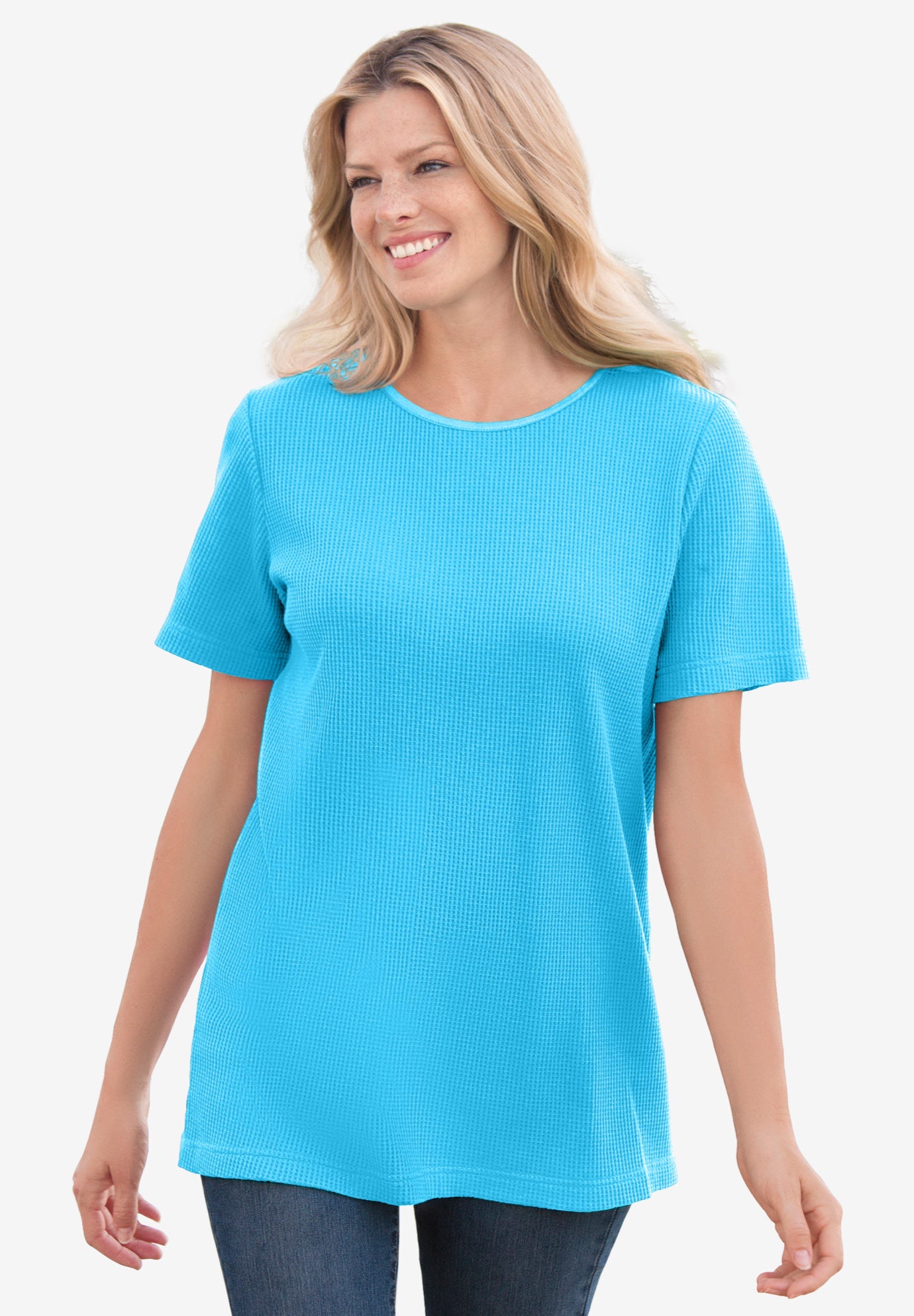 Waffle Thermal Satin Trim Tee image number 0
