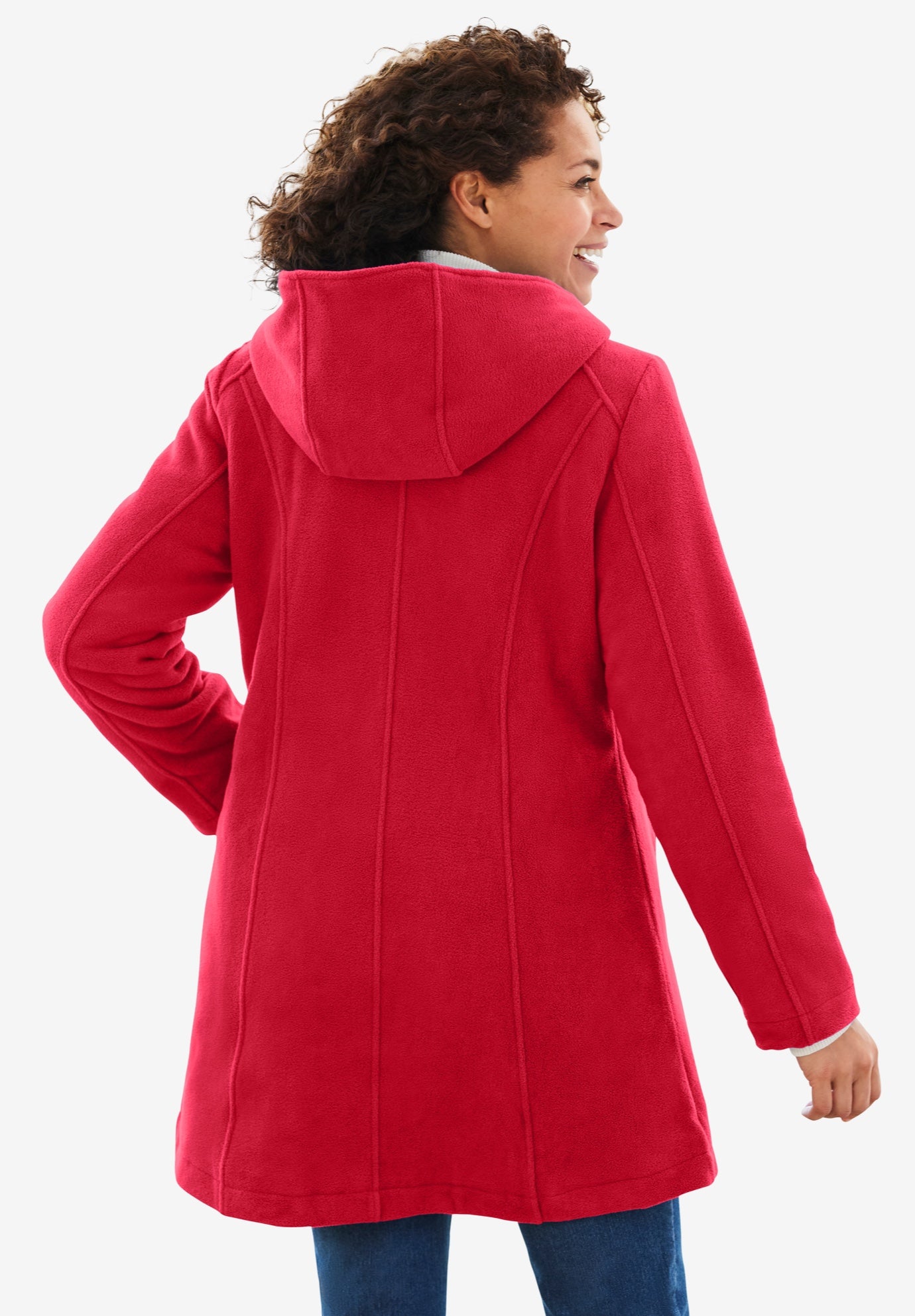 Double-Breasted Hooded Fleece Peacoat image number 1