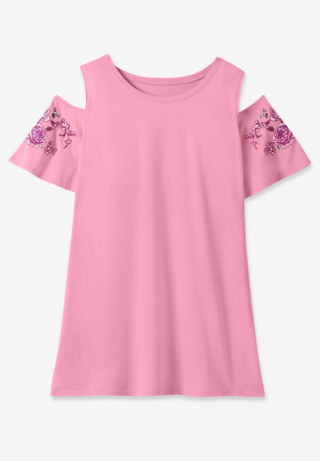 Short-Sleeve Cold-Shoulder Tee image number 4