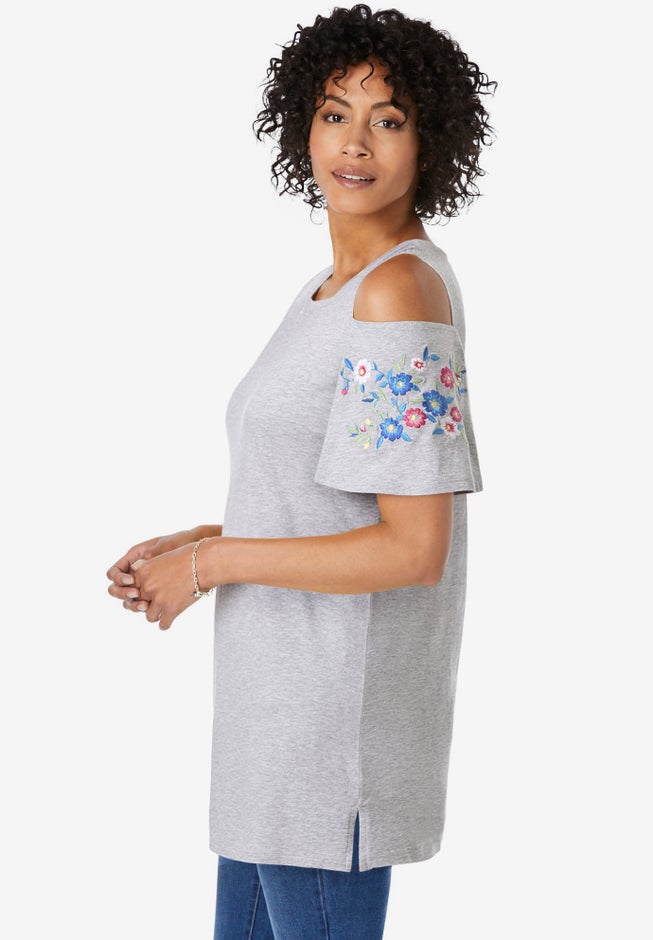 Short-Sleeve Cold-Shoulder Tee image number 2