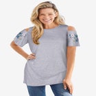 Short-Sleeve Cold-Shoulder Tee image number null