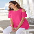 Short-Sleeve Cold-Shoulder Tee image number null