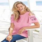 Short-Sleeve Cold-Shoulder Tee image number null