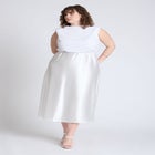 Strong Shoulder Satin Skirt Dress image number null