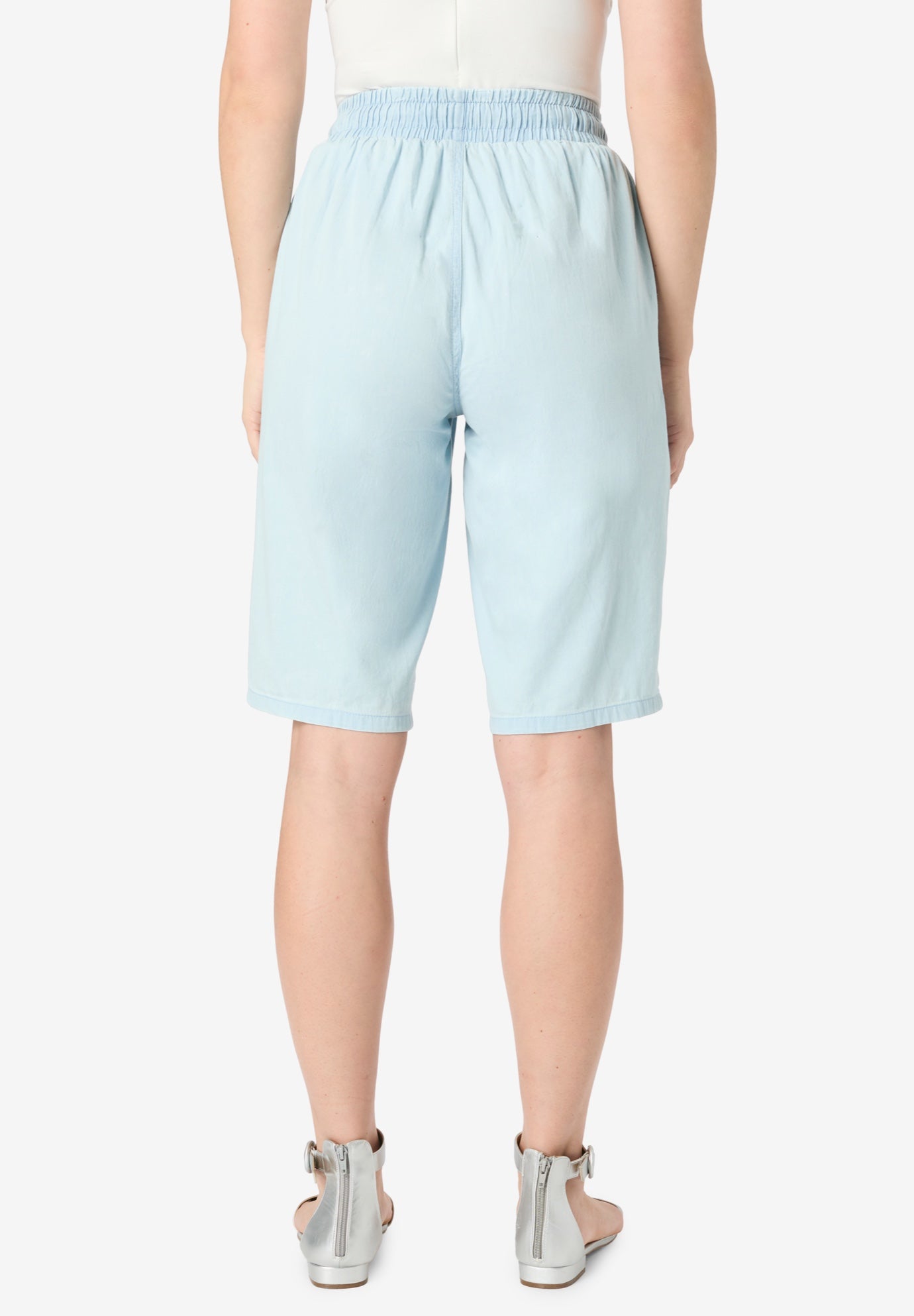 Embroidered Chambray Bermuda Shorts image number 1