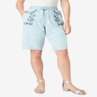Embroidered Chambray Bermuda Shorts image number null