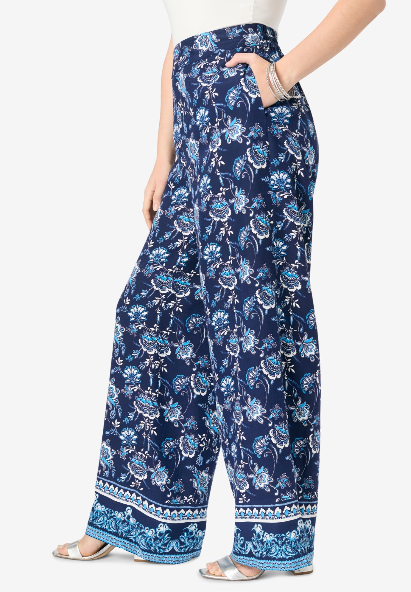 Plus Size Printed Wide Leg Pant image number 2