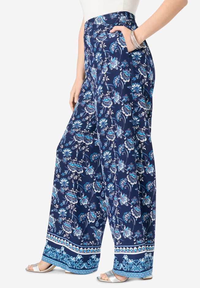 Plus Size Printed Wide Leg Pant image number 2