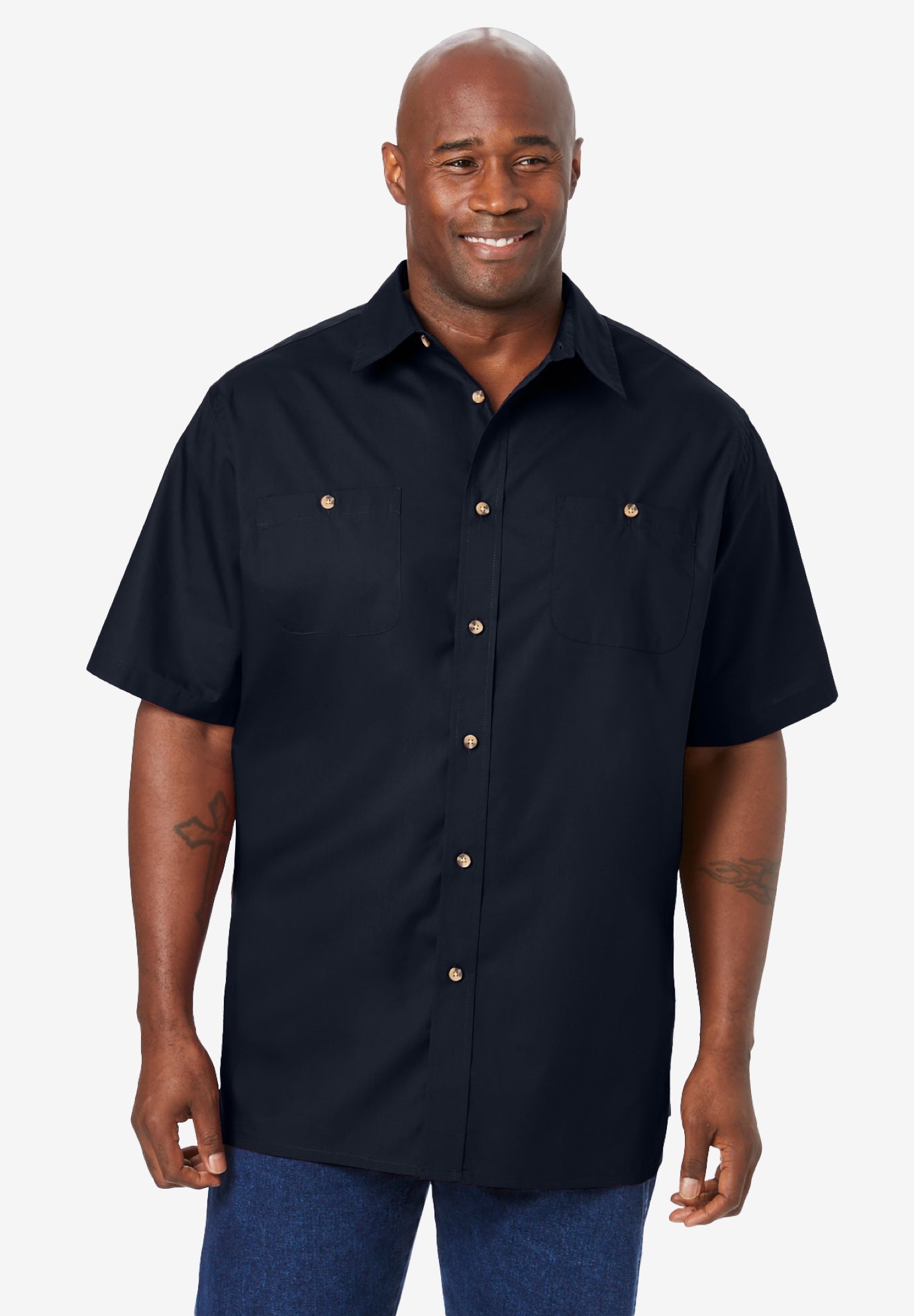 Solid Wrinkle-Resistant Short Sleeve Button Down image number 0