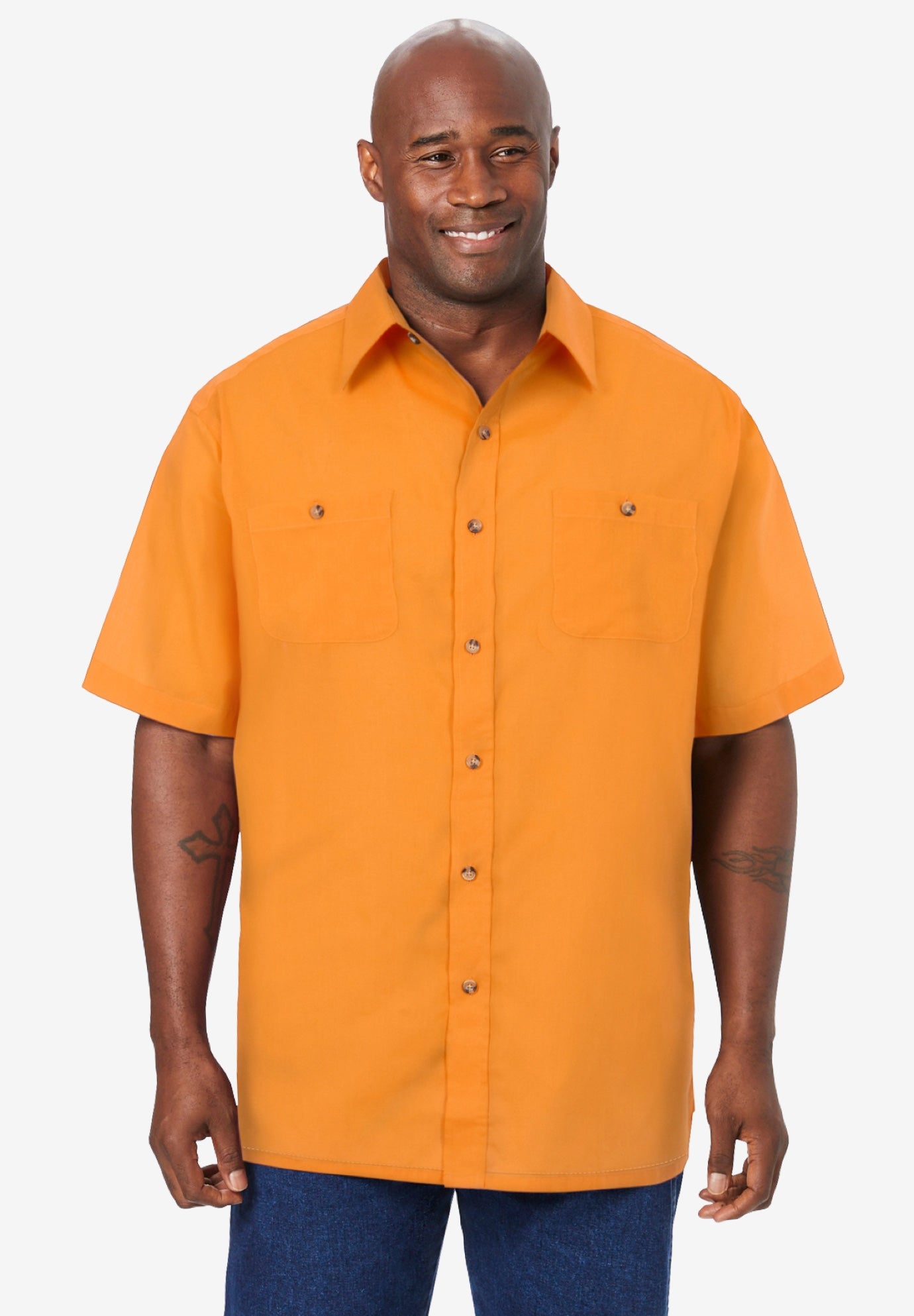 Solid Wrinkle-Resistant Short Sleeve Button Down image number 0