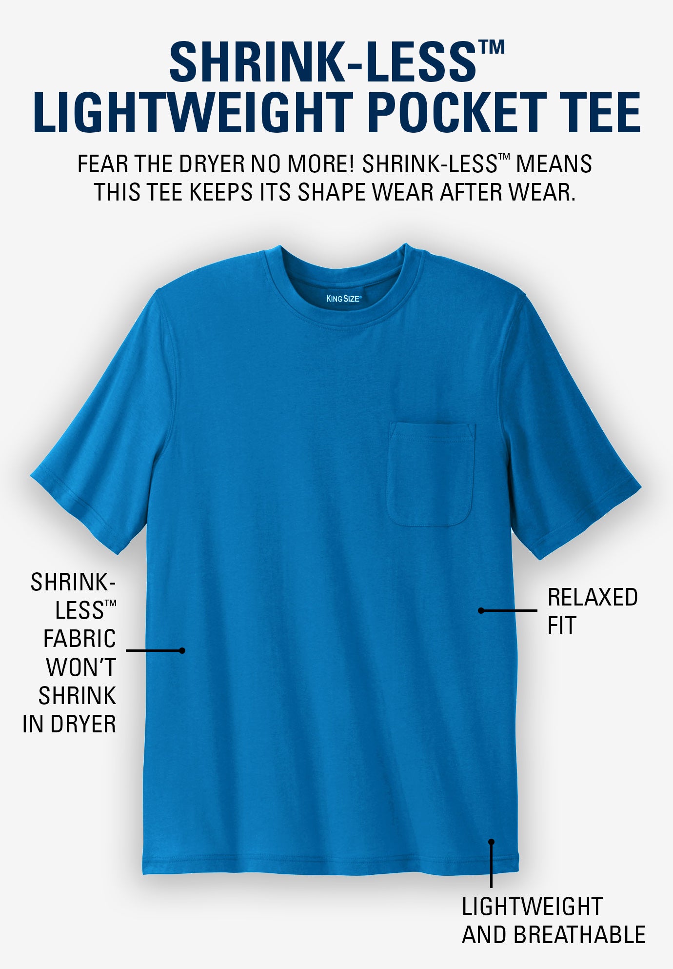 Shrink-Less™ Lightweight Pocket Crewneck T-Shirt image number 3