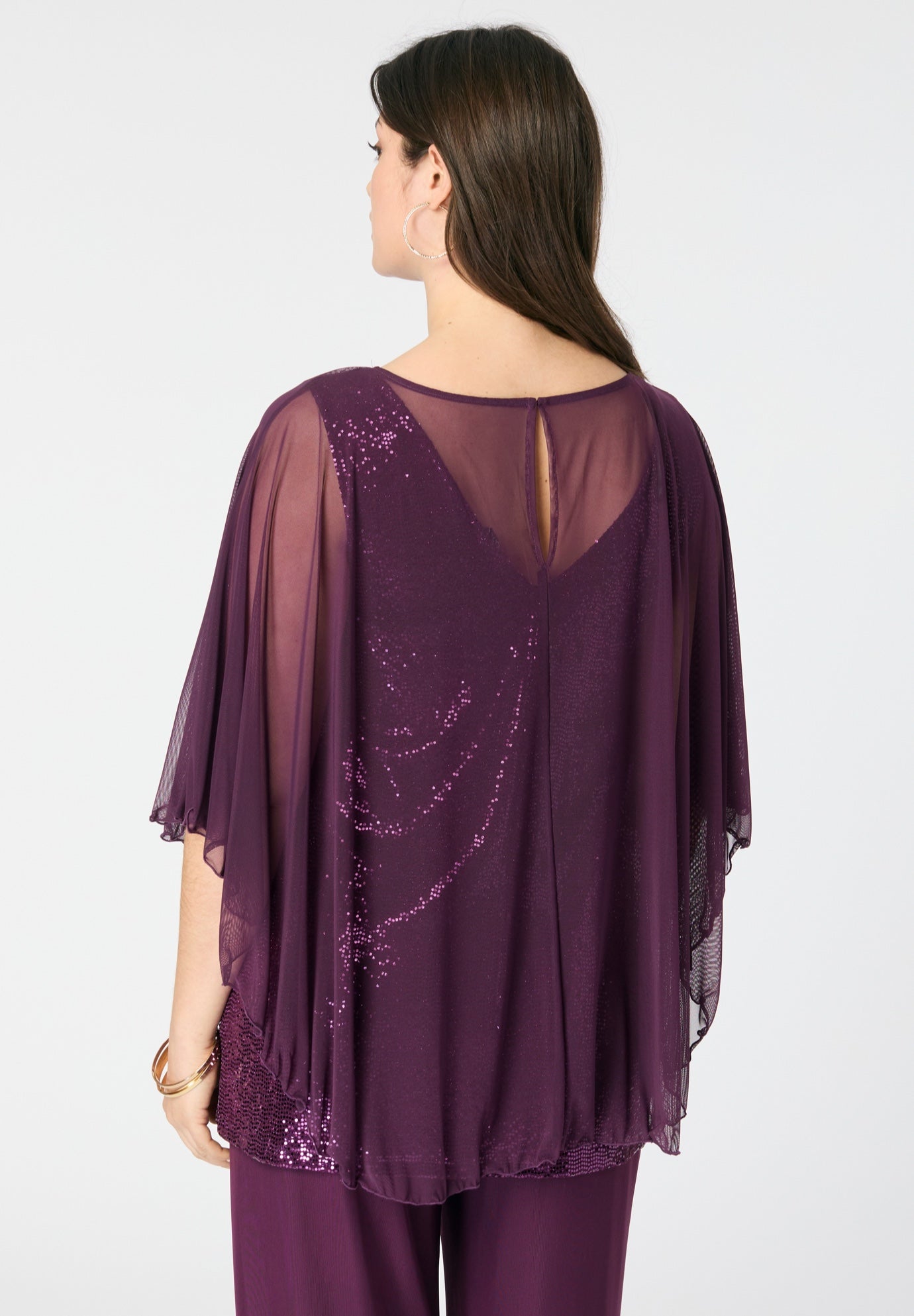 Georgette Mesh Overlay Top image number 1