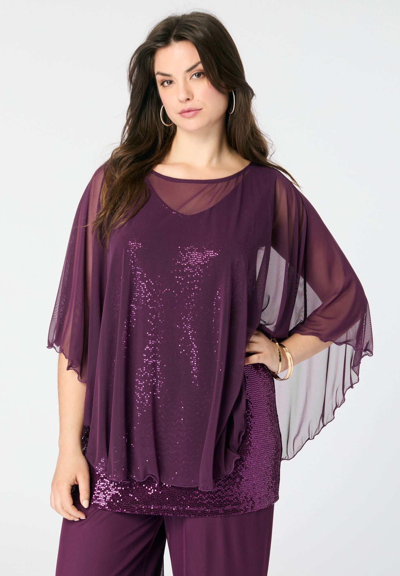 Georgette Mesh Overlay Top image number 0