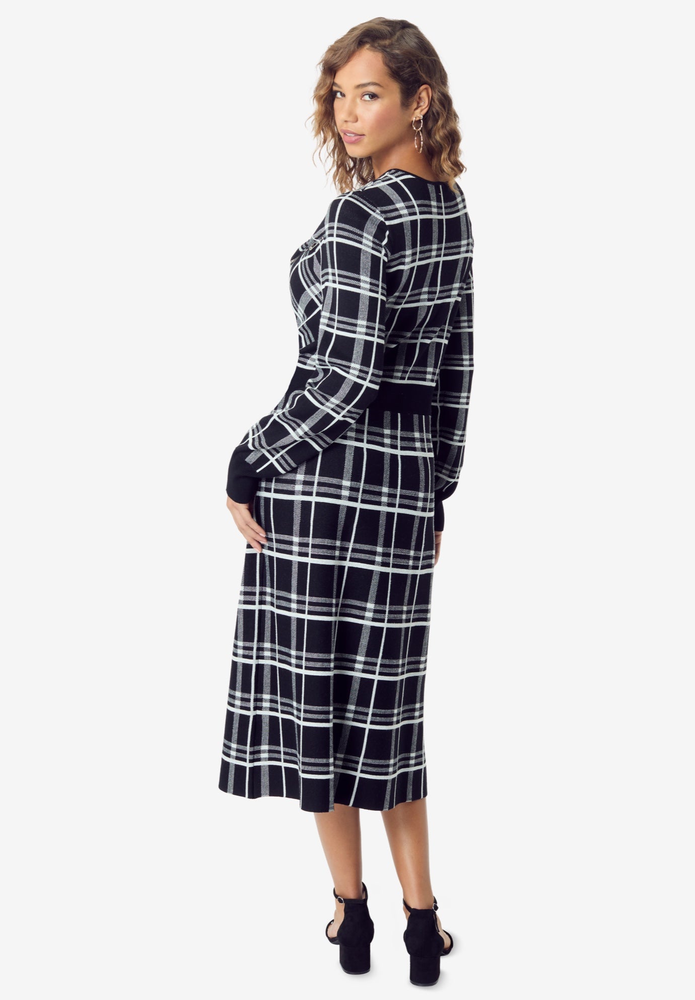 Tartan Fit-And-Flare Sweater Dress image number 1