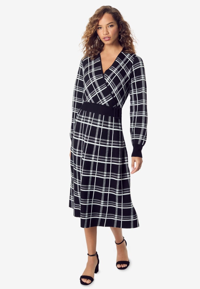Tartan Fit-And-Flare Sweater Dress image number 0