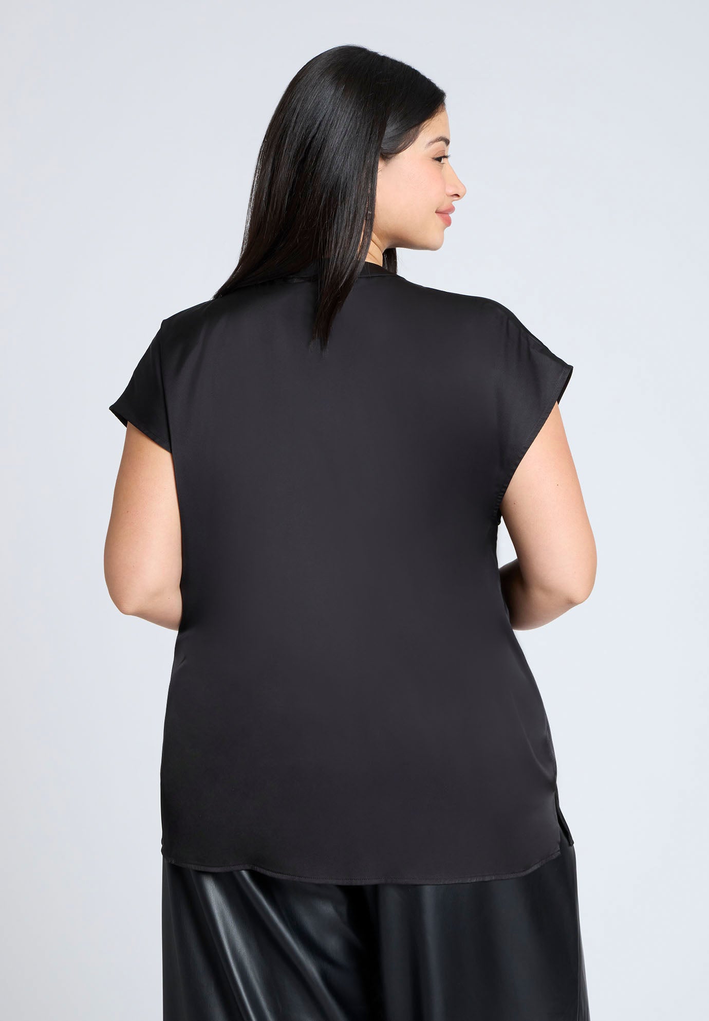 Satin Notch Collar Blouse image number 1