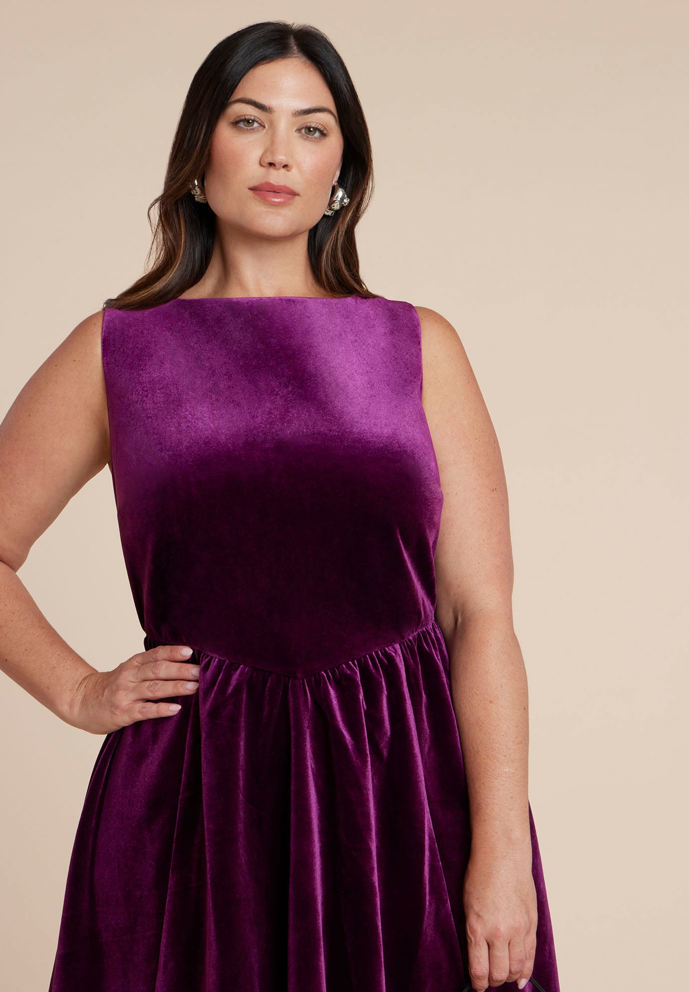 Bubble Hem Velvet Dress image number 1