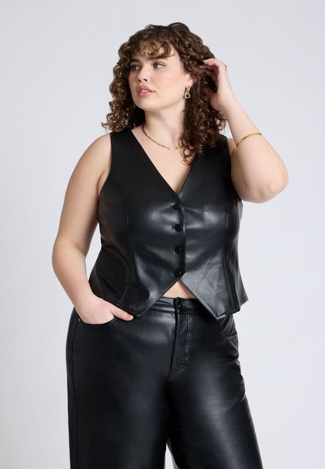 Faux Leather Vest image number null