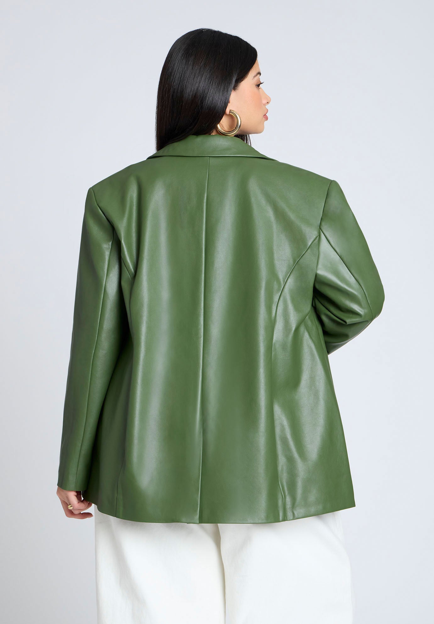 Boxy Faux Leather Blazer image number 1