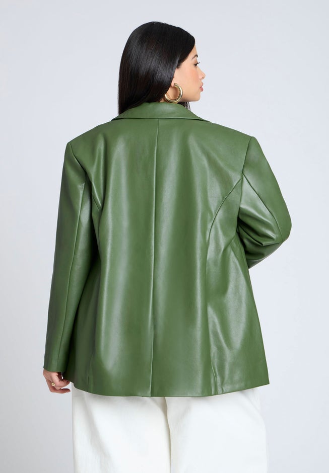 Boxy Faux Leather Blazer image number 1