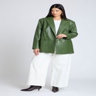 Boxy Faux Leather Blazer image number null