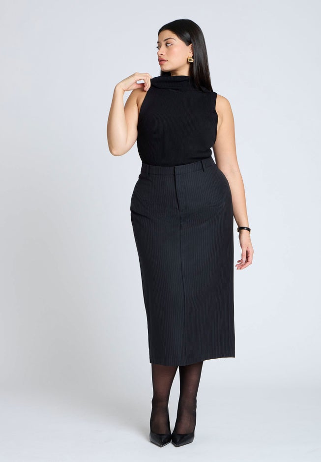 Pinstripe Column Midi Skirt image number 1