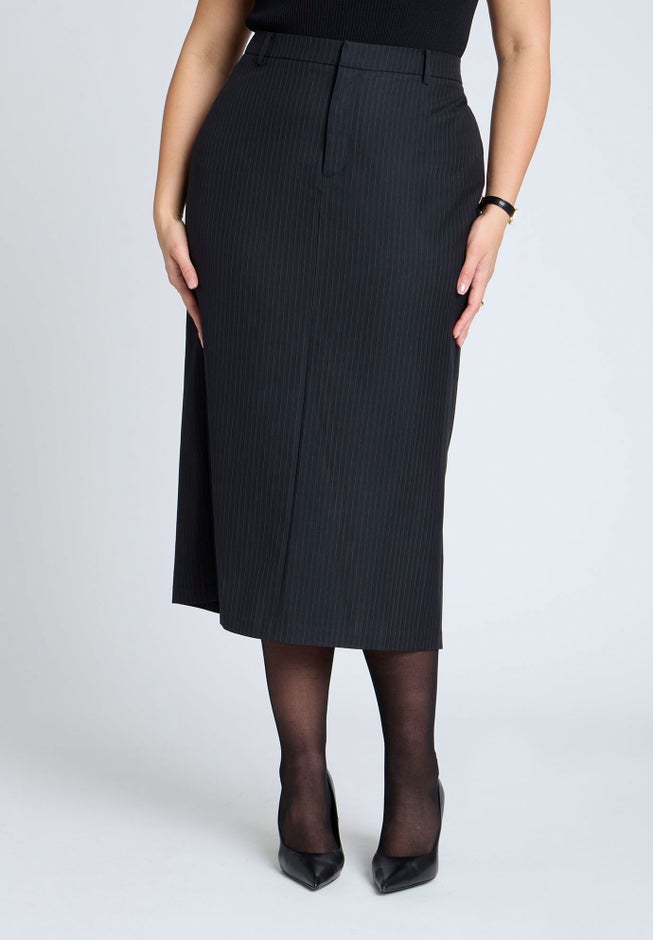 Pinstripe Column Midi Skirt image number 2