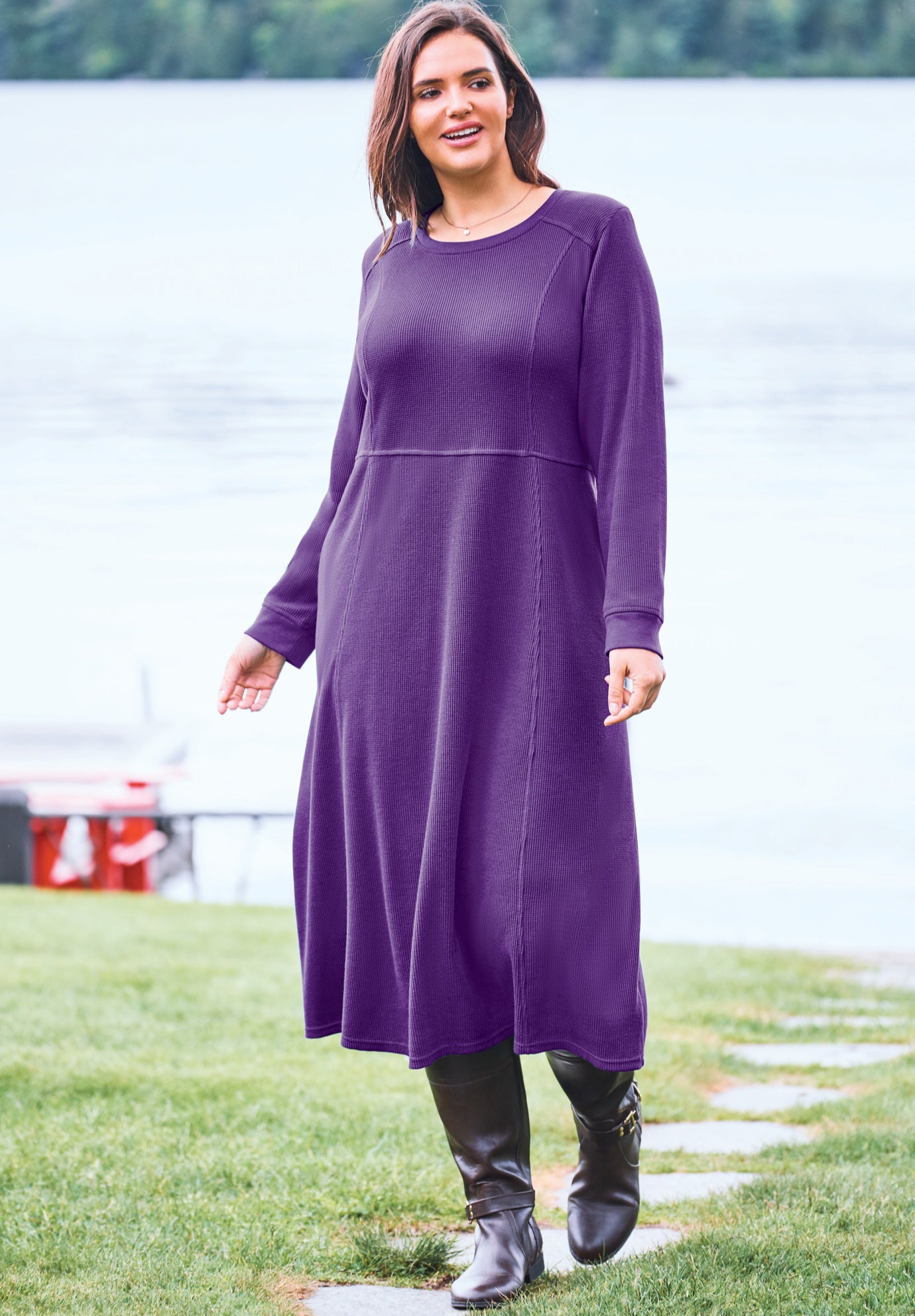 Thermal Knit A-Line Dress image number 3